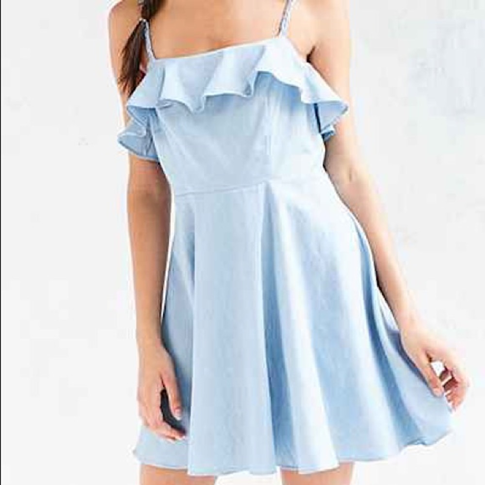 Urban Outfitters Cooperative Chambray Ruffle Dress